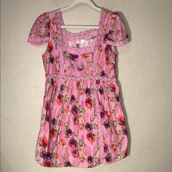 Nutmeg Dress LoveShackFancy floral pink mini dress size 8 - Picture 2 of 11